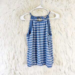 Express blue and white striped halter neck tank top